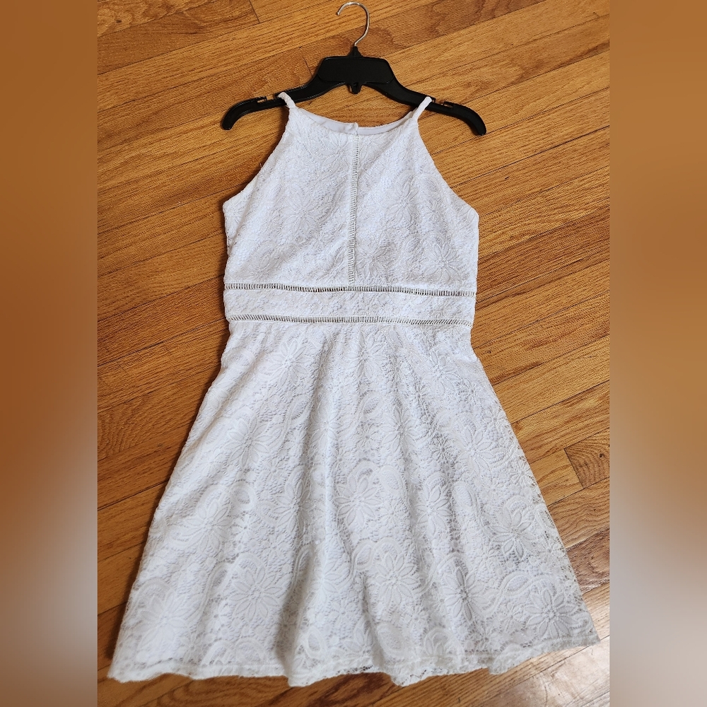 Ally B Girls White Lace Sleeveless Dress Size 14